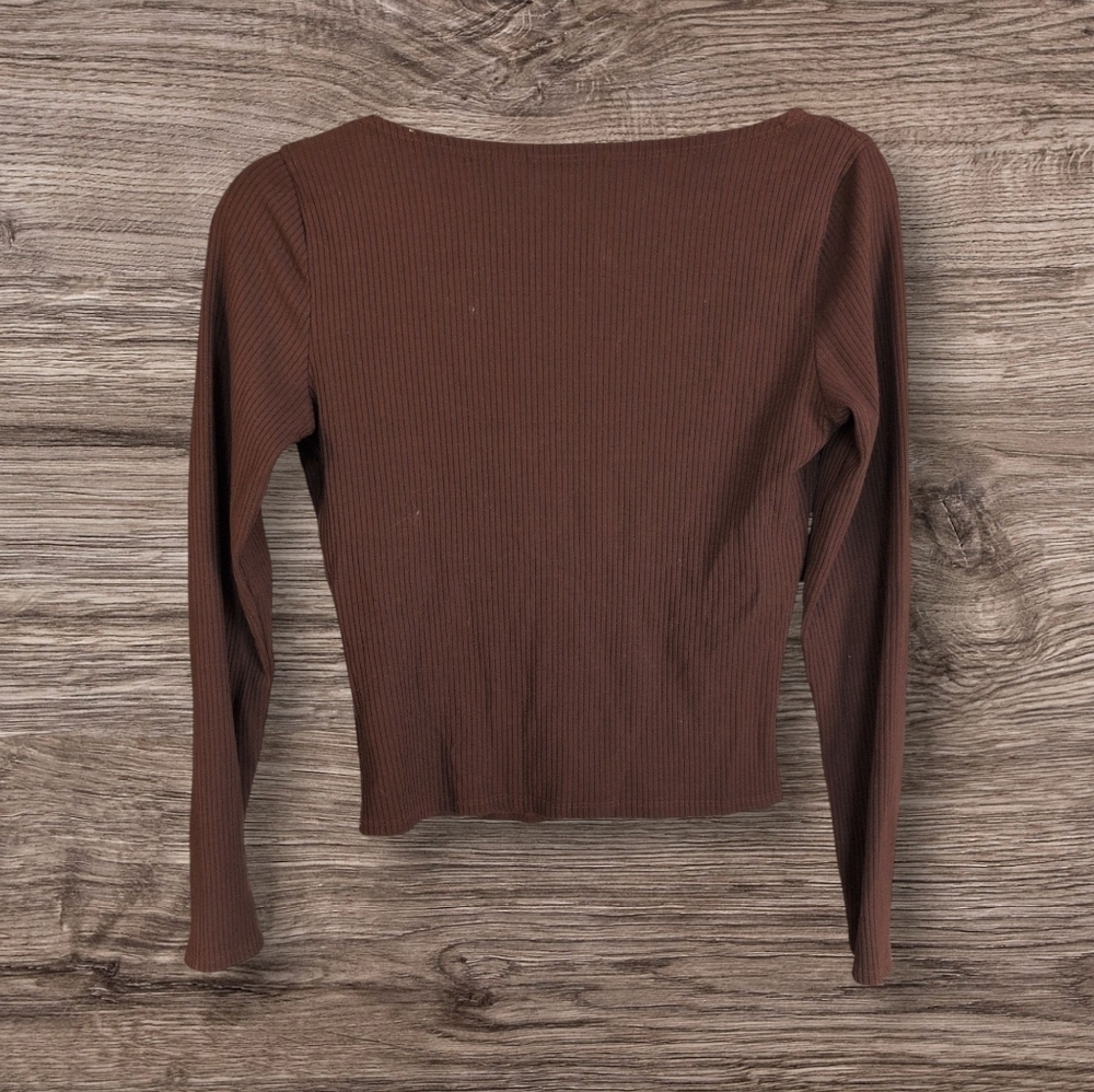 Reformation Virgil knit brown top. Size M. - Picture 4 of 6